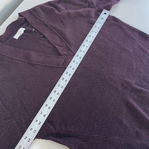 Topshop Sweater Womens X Small 0-2 Purple Ribbed Slouchy V Neck - Picture 7 of 7